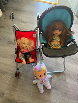 Dolls and stroller