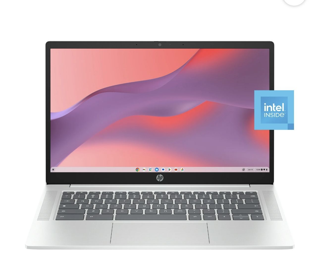 HP 14 inch HD Chromebook Laptop Intel Processor N200 4GB RAM 128GB UFS Glacier Silver