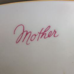 Porcelain Dish Mother Enscription Wild Rose Platter Tray Japan Candy Dish Glass