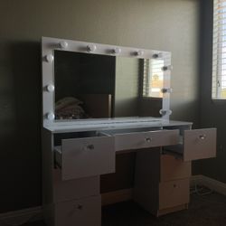 Latitude Run White Marble Vanity with Lights – Used