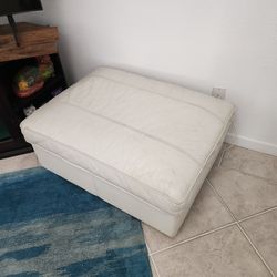 Ottoman White Leather ...