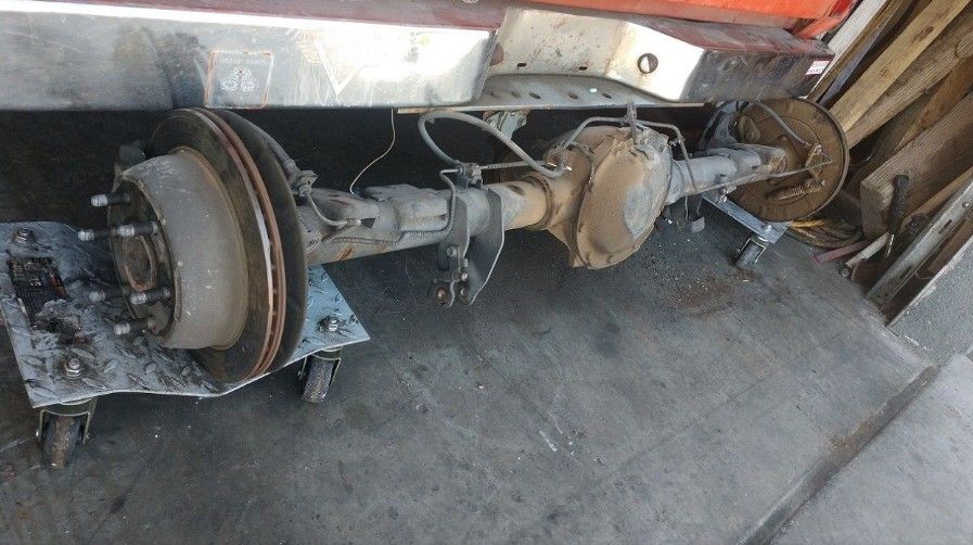 6 Lug Disc Brake Rear Axle with 3.42 Gear Ratio, Good Condition.