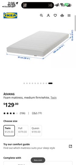 Foam mattress medium white twin