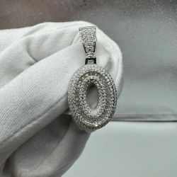 A Moissanite Initial in Sterling Silver with a CTW of 2.67 in Bugget Style
