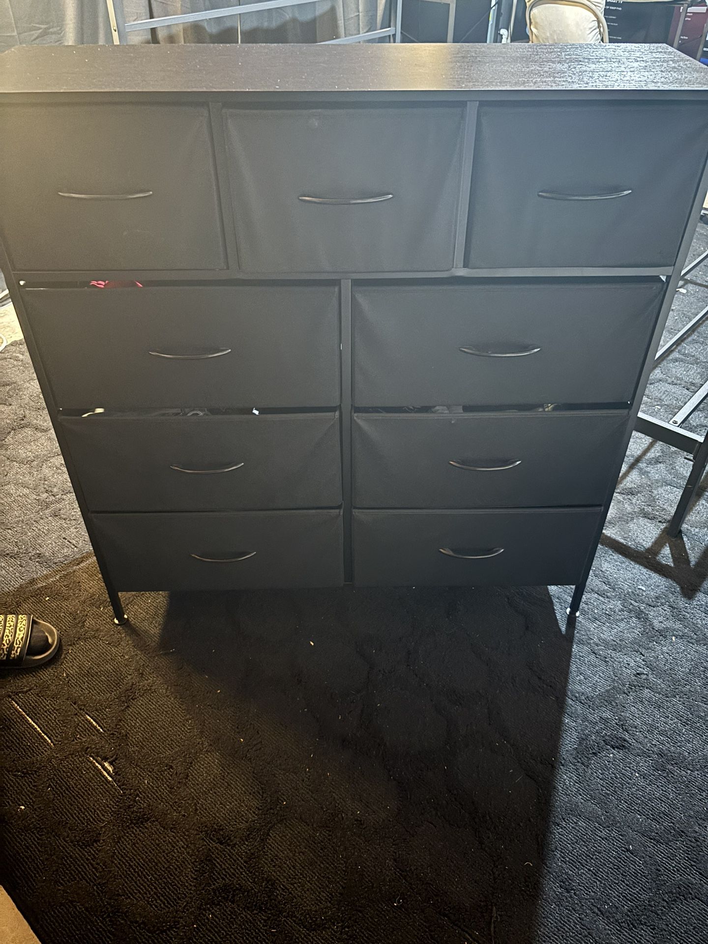 black dresser with 9 drawers