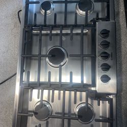 Bosch Stainless Steel Cast Iron Stove 36 Inch Wide 5 Burner Natural Gas Cooktop