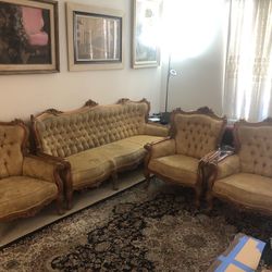 Vintage Solid Teak Wood Living Room Set. 