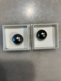 Matching black Tahitian pearls 14.5mm ea