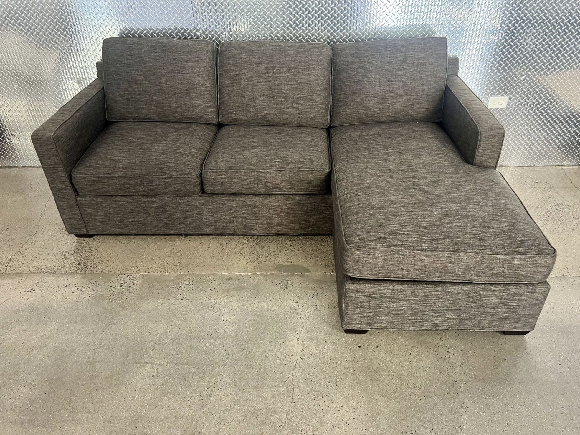 ( Free Delivery ) Crate and Barrel Barret Dark Gray Sectional Couch with Storage