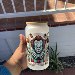 Halloween Glass Cup With Lid And Straw