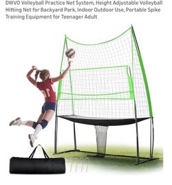 Brand New Volleyball Practice Net System, Height Adjustable Volleyball Hitting Net for Backyard Park, Indoor Outdoor Use, Portable Spike Training