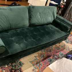 FREE Gorgeous Emerald Green Velvet Couch 