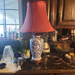 Vintage Blue And White Lamp