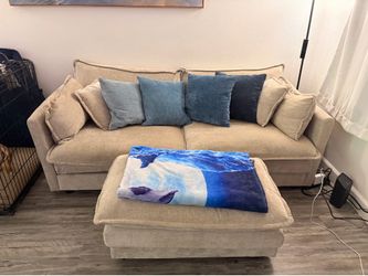 2 seat couch + ottoman