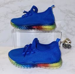 Wanted Affinity Blue Rainbow Sole Sneakers, Slip on Woman size 10