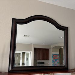 ARCHED WOODEN MIRROR