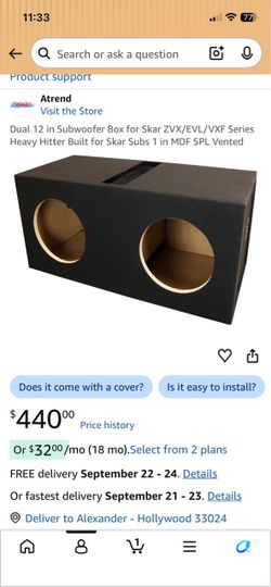 Dual 12 in Subwoofer Box for Skar ZVX/EVL/VXF Series Heavy Hitter Built for Skar Subs 1 in MDF SPL Vented