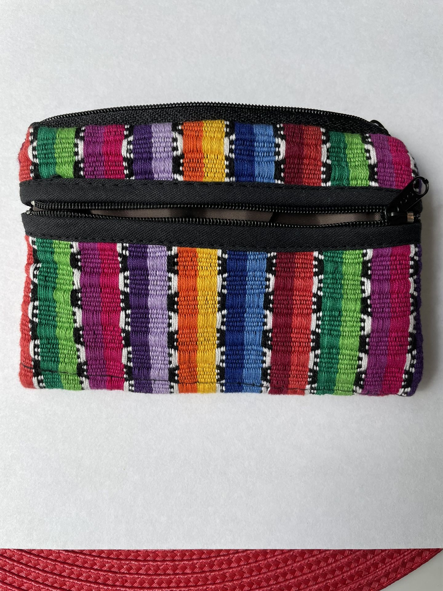 Colorful Make Up Pouch/Coin/Card/Bill Wallet With 3 Zippers
