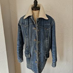 Vintage Lee Storm Rider Denim Sherpa Chore Coat Size M NO OFFERS 