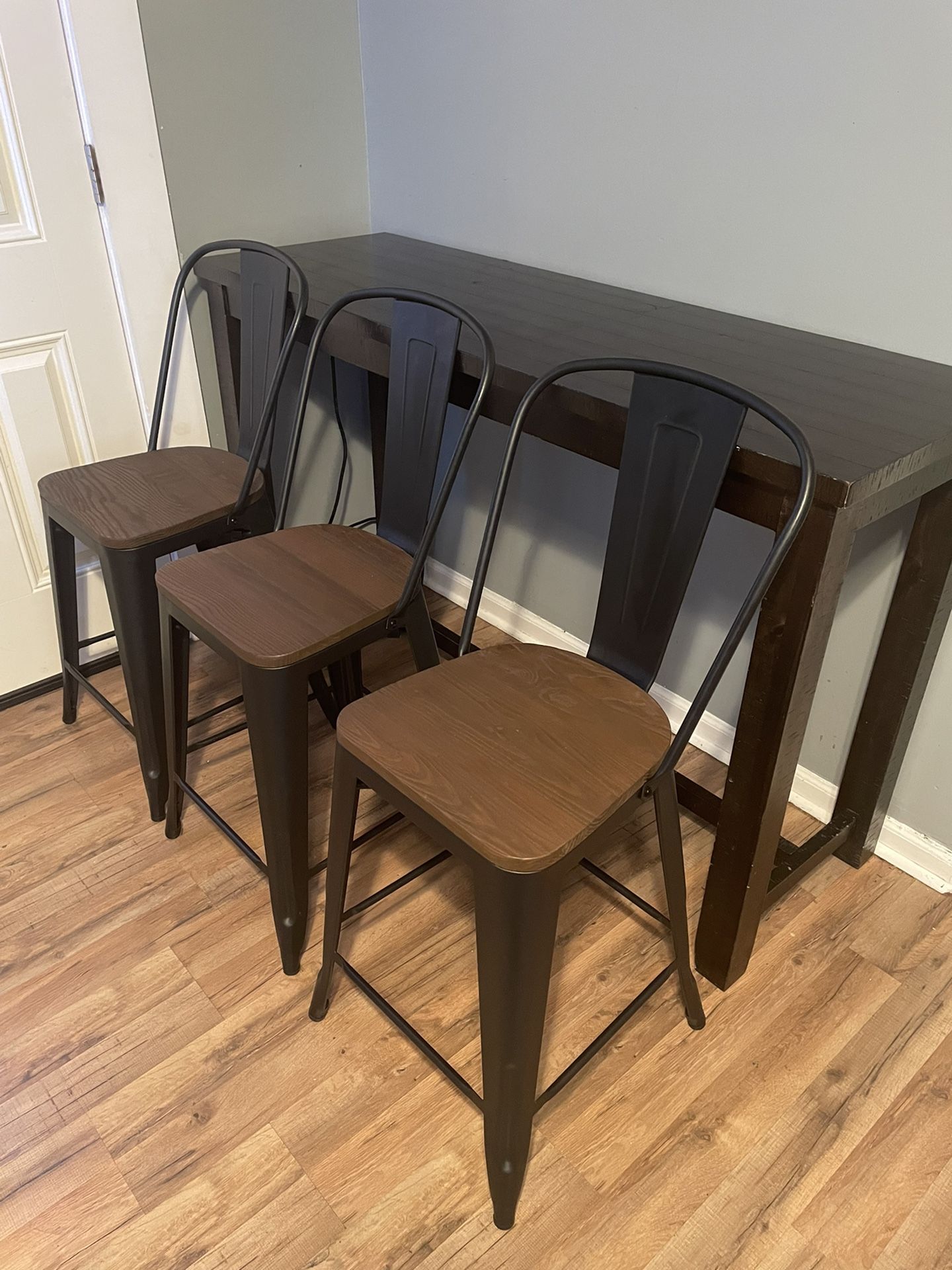 wooden pub table stool set