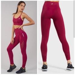 Gymshark Seamless Energy High Waisted Leggings Beet Red Full Length