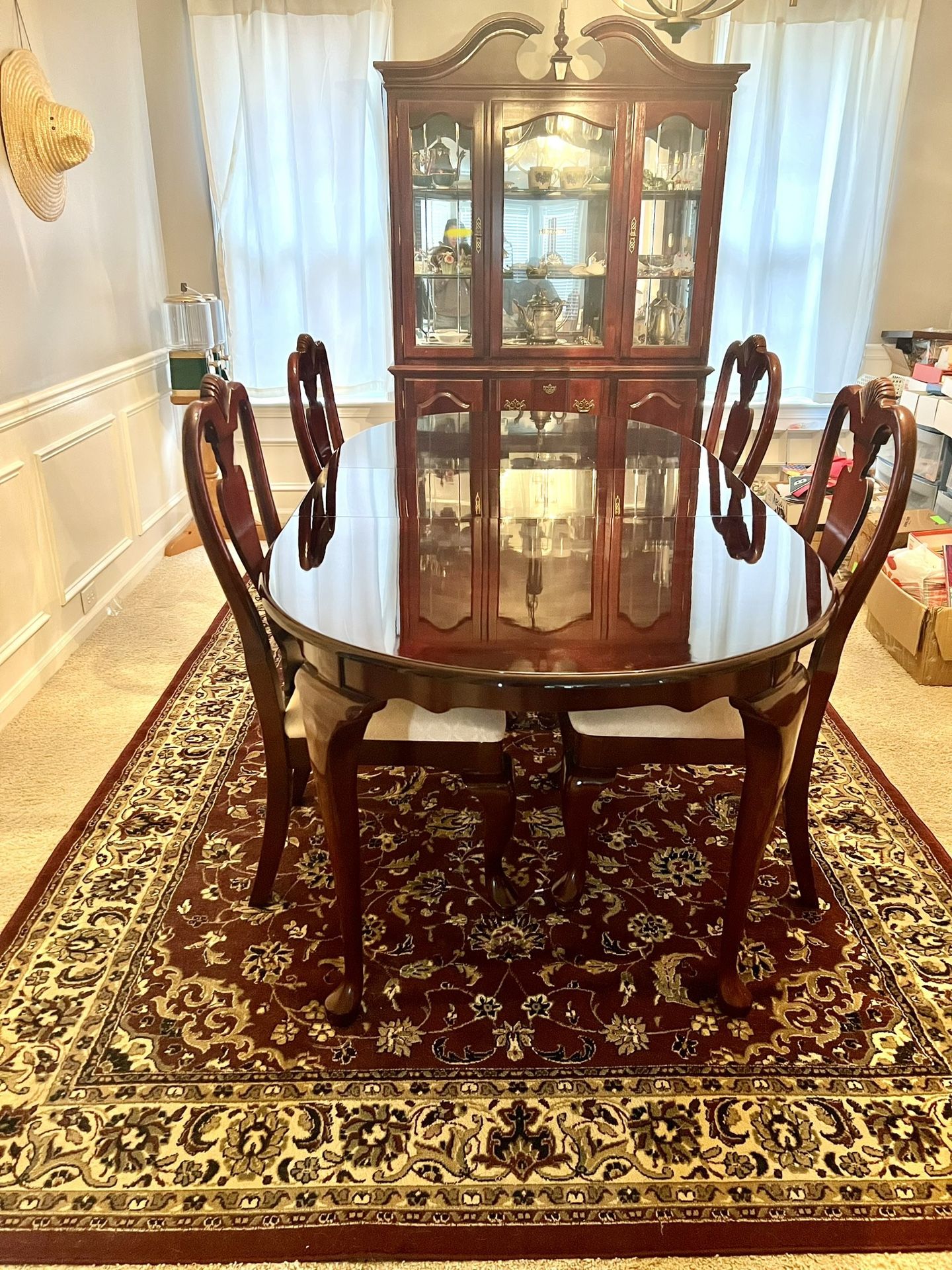 Dining Table Set + China Cabinet + Carpet