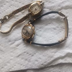 VINTAGE GRUEN VERI-THIN LADIES WATCH, ALSO VINTAGE GRUEN 10K GF PRECISION LADIES WATCH 