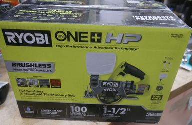 RYOBI ONE+ HP 18V Brushless Handheld Wet/Dry Masonry Tile Saw 100(contact info removed) PBLHT501B. F(contact info removed)8. NEW .