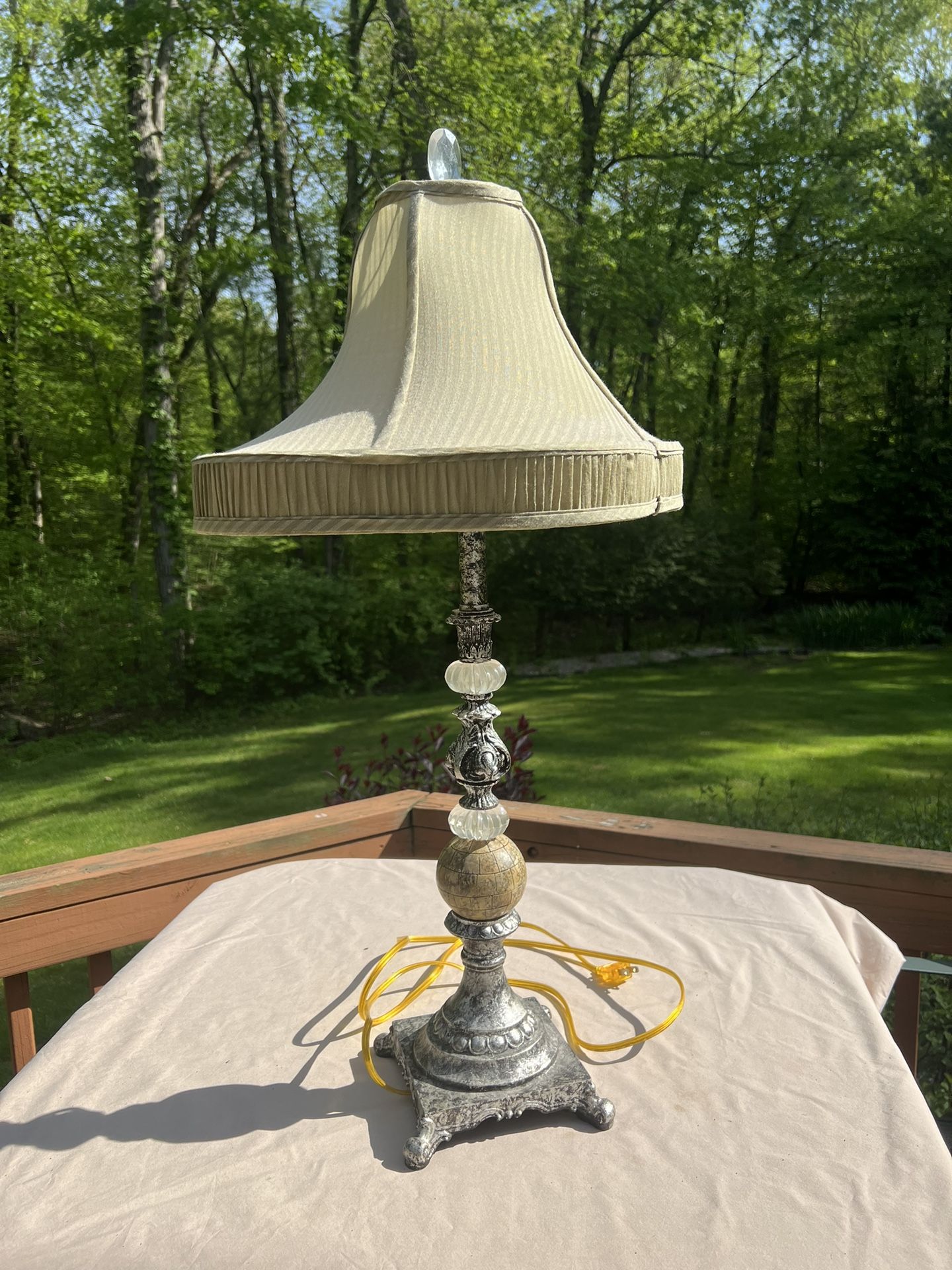 Fancy Silver Light Stone Pewter Elegant Table Lamp