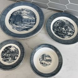 Vintage Johnson Brothers "The Friendly Village" Plate & Bowl Set