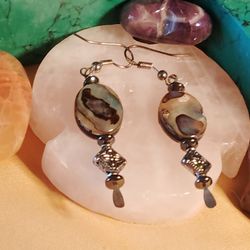 Beauties From The Sea, Abalone, 100% Sterling  PAIR , 99.9 SOLID STERLING SILVER AND HYPOALLERGENIC