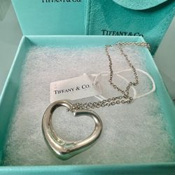 Tiffany & Co Sterling Silver Floating Heart Pendant/Necklace Box And Tag  “L@@K”