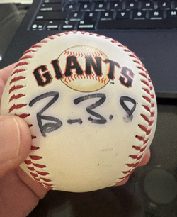 Giants baseball signed by Brandon Belt and Hunter Pence