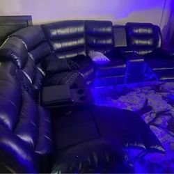 Black Leather Sectional  (MUST GO Asap)