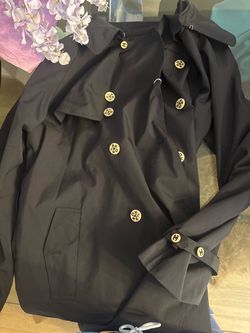 Chanel Black Button-trench coat M/L
