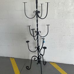 Black Industrial Gothic Wrought Iron Hat Organizer Holder Tree or Candle Tower 5.5ft Tall