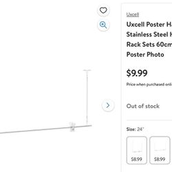 Uxcell Poster Hanger Pole Rod Stainless Steel Hanging Flag Display Rack Sets 60cm/24inch for Hanging Poster Photo 2 Available Shipping and Local Pick 