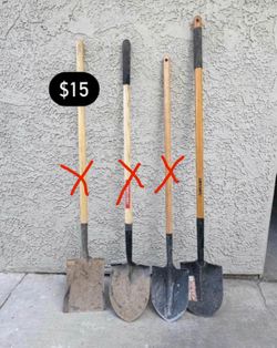 tools used once (mattock, shovel, rake, tamper, hammer, drain apade)
