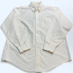 VINTAGE Brooks Brothers cream button down long sleeve dress shirt. 16-34/35. Non-Iron! 100% Cotton