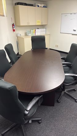 Conference table and desk chairs