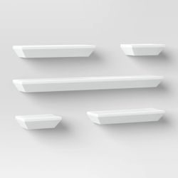 5 Piece Floating White Shelves 