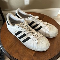 Adidas Superstar Shoes White w/ Black Stripes Men Size 11