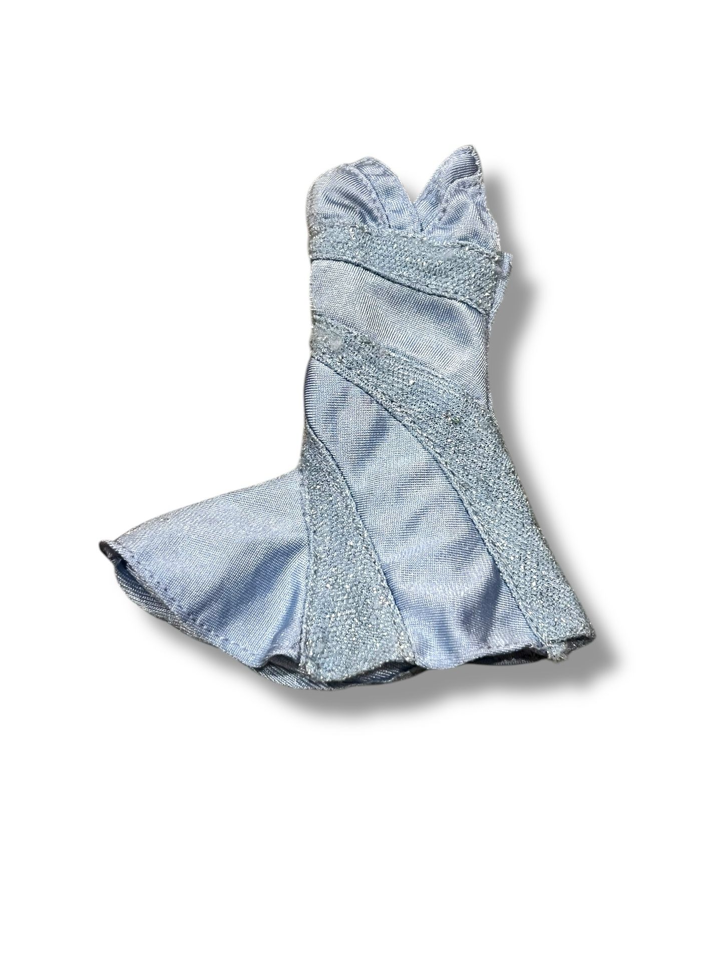 vintage 90’s doll clothing Barbie clone blue strapless cocktail party dress
