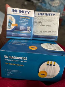 Infinity glucose blood sample test strips and lac.