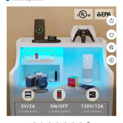 White Nightstand With Charging Port