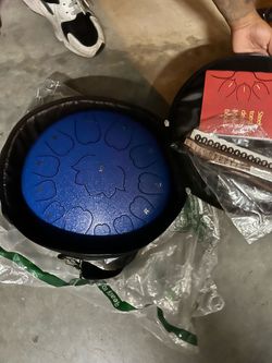 Blue Steel Tongue Drum with Carry Case