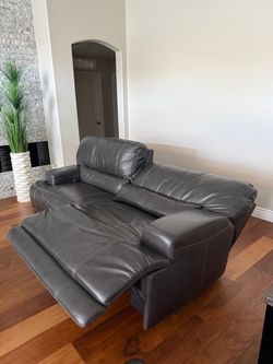 Power Reclining Sofa - Gray Italian Top Grain Leather