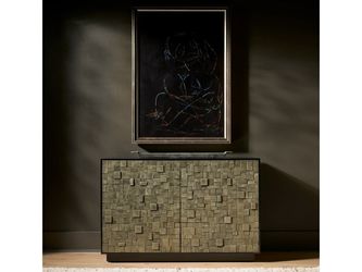 Cosmo Matte Black 48" Wide Two-Door Chest With Pyrite Texture