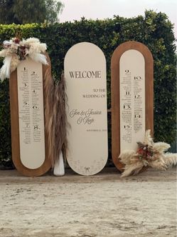 Boho Wedding Welcome & Seating Chart Sign Set & Backdrop