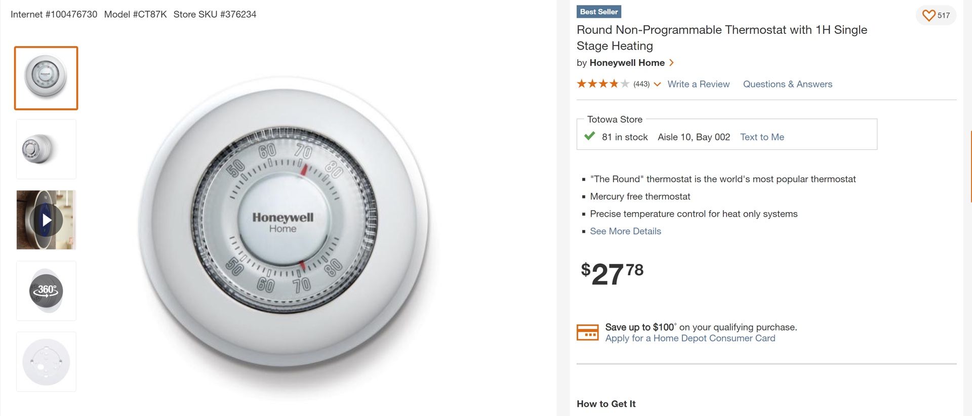 Honeywell Thermostat - new- Heat System